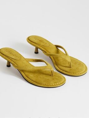 Topshop Axel toe thong mid heel sandals in olive